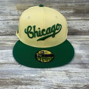 Chicago Cubs Wrigley Field Patch New Era 59Fifty Fitted Hat Green Brim 7 1/4